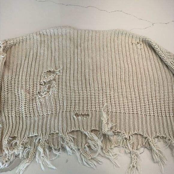 Distressed Cream Sweater - Picture 3 of 5